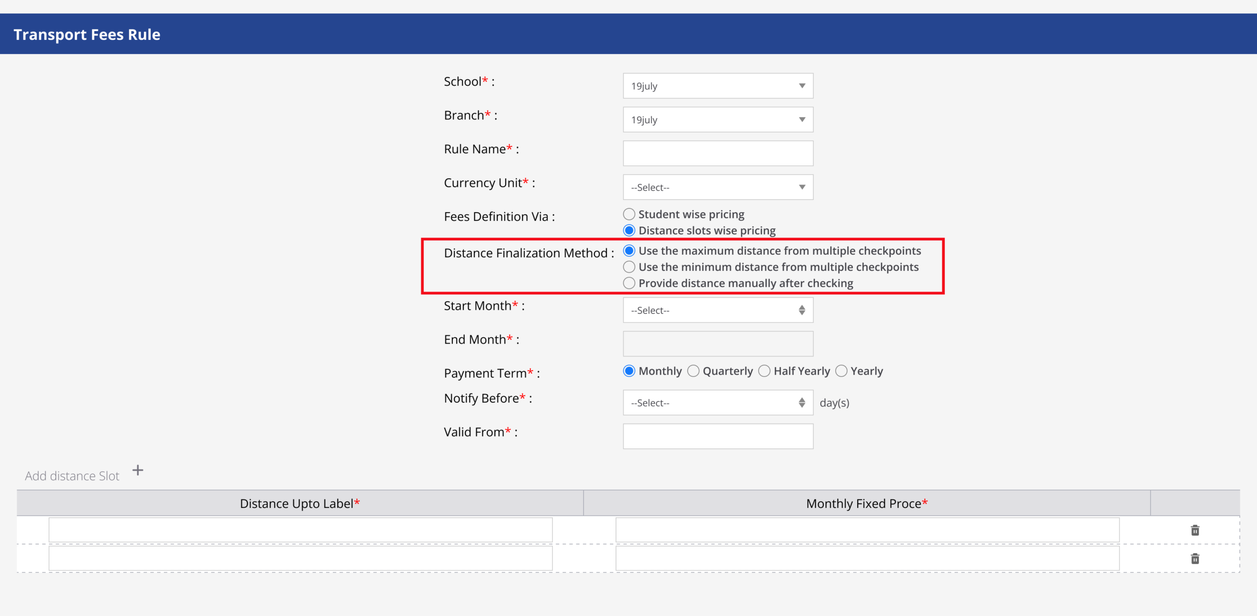   Distance Finalization Method