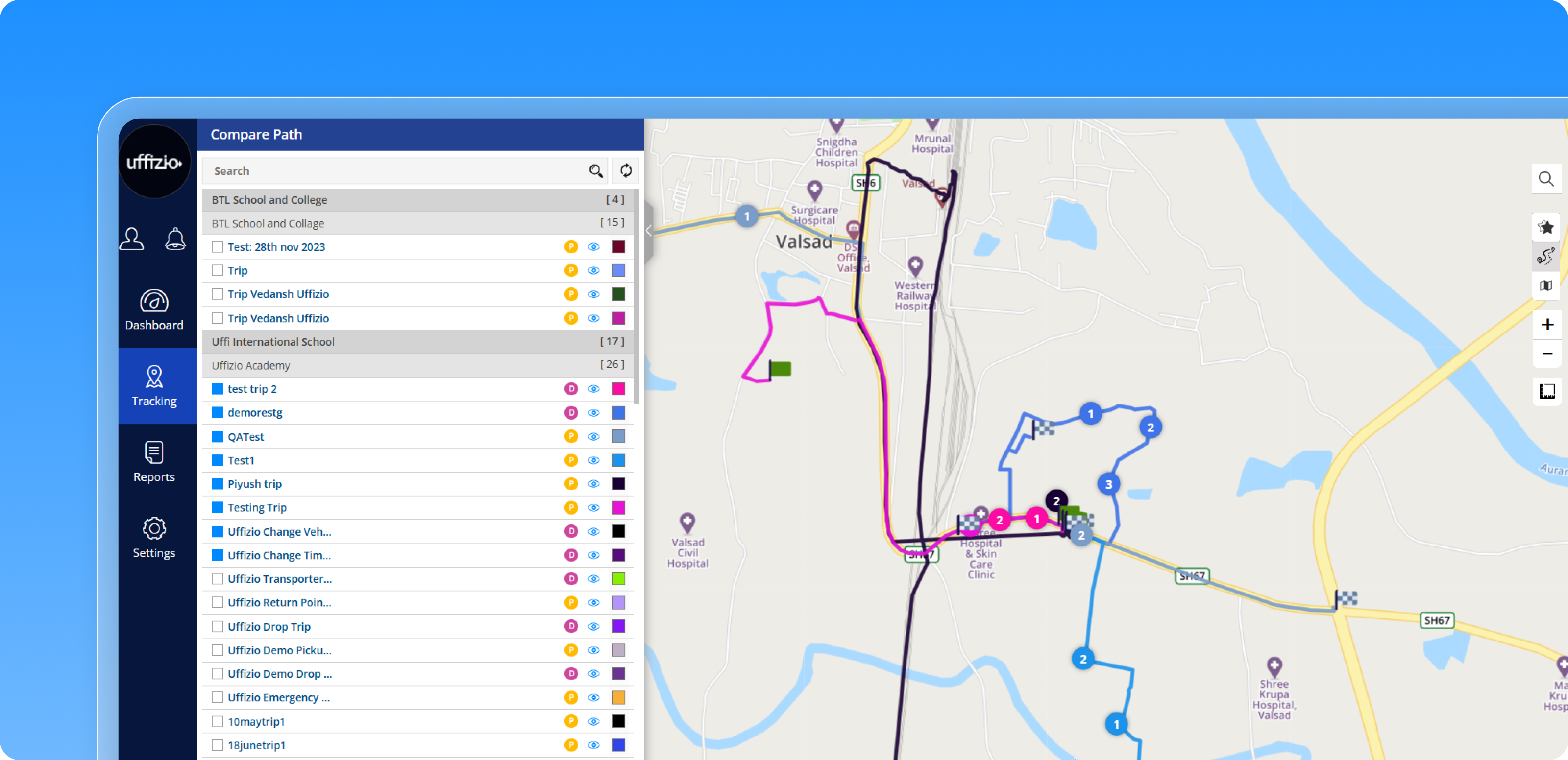 compare multiple trip path