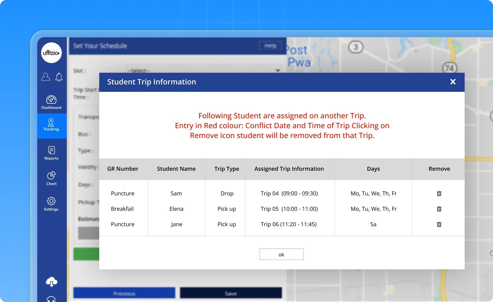 Student Trip Allocation View