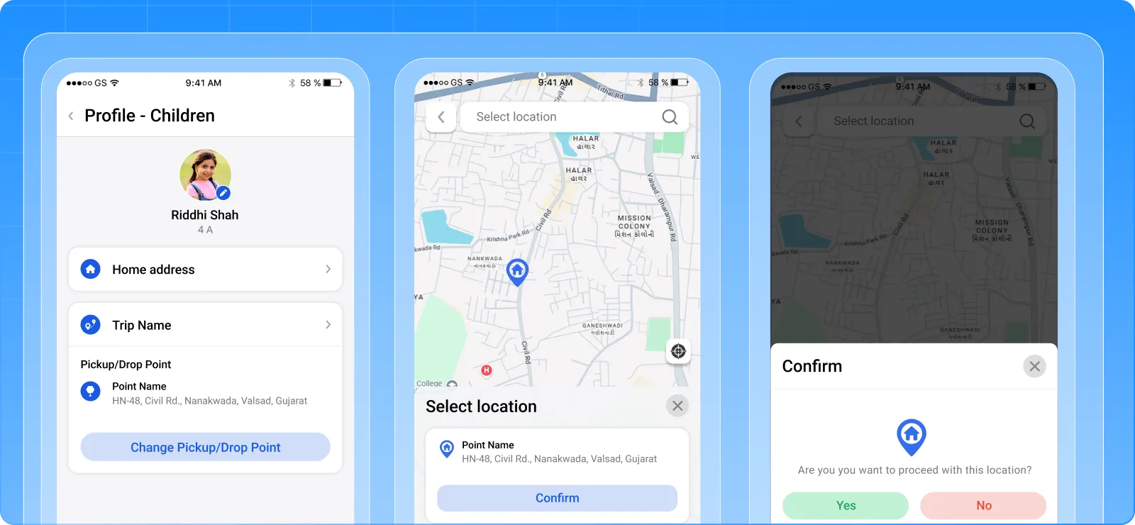 student address - parent app